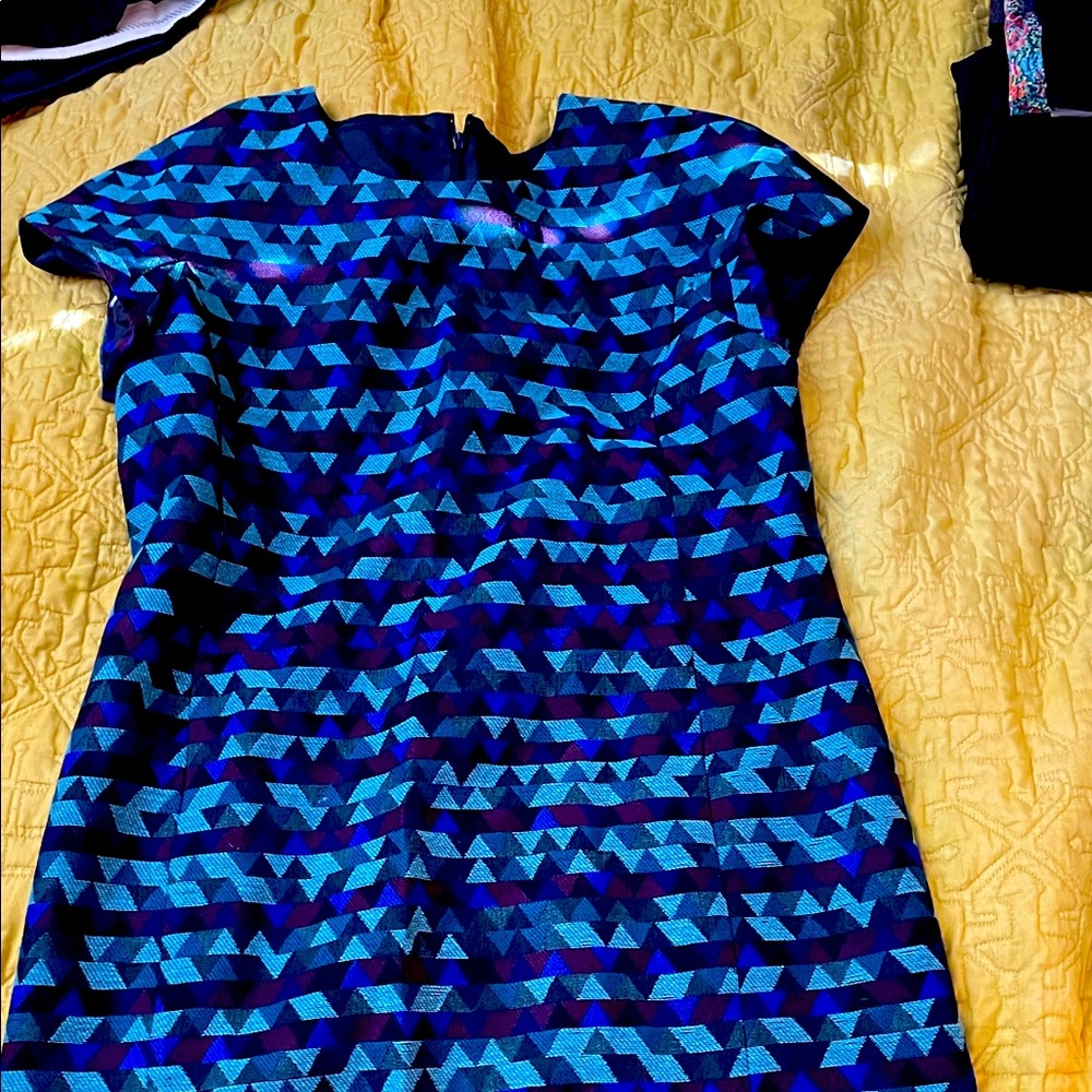 J. Crew Vibrant Blue Patterned Mini Dress